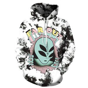 TRIPPY ALIEN HOODIE MARBLE TIE DYE